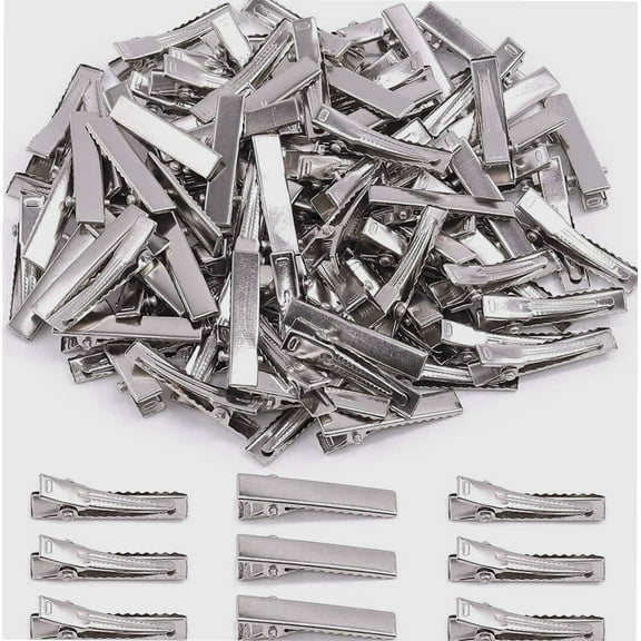 200Pcs 1.25 inch/ 3.2 cm Alligator Hair Clips Bulk Silver Single Prong Hair Clips For Bows Making Hair Pins For Sectioning Hair Styling And Sectioning Hairdressing DIY Crafts