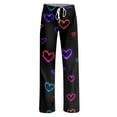 thumbnail image 6 of Hearthz Valentines Pajamas for Women Pants Love Heart Graphic Pajama Pants Womens Drawstring Wide Leg Holidays Sleep Pants Women, 6 of 7