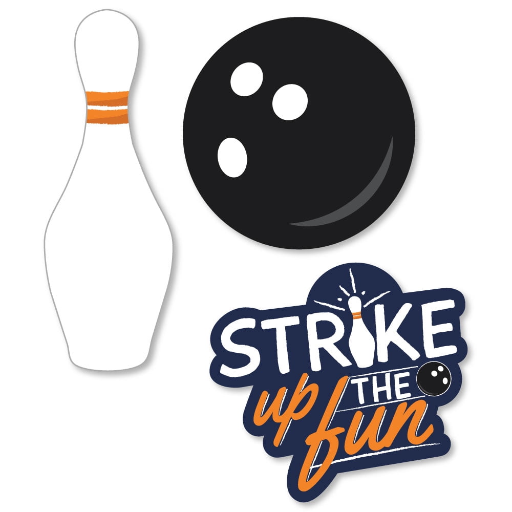Strike Up the Fun - Bowling - Shaped Birthday Party or Baby Shower Cut-Outs - 24 Count