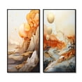 thumbnail image 2 of Designart "Abstract Mountain Landscape Illuminated by Full Moon I" Abstract Landscape Framed Wall Art Set Of 2 - Modern Gold Framed Canvas Set For Living Room Decor, 2 of 6