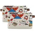 thumbnail image 2 of GZHJMY 2 Pack Collapsible Organizer Storage Bins with Japan Doodle Cartoon Cute Print,14.2"x10.2" Rectangular Fabric Baskets with Sturdy Leather Handles for Home/Office/Bathroom, 2 of 7
