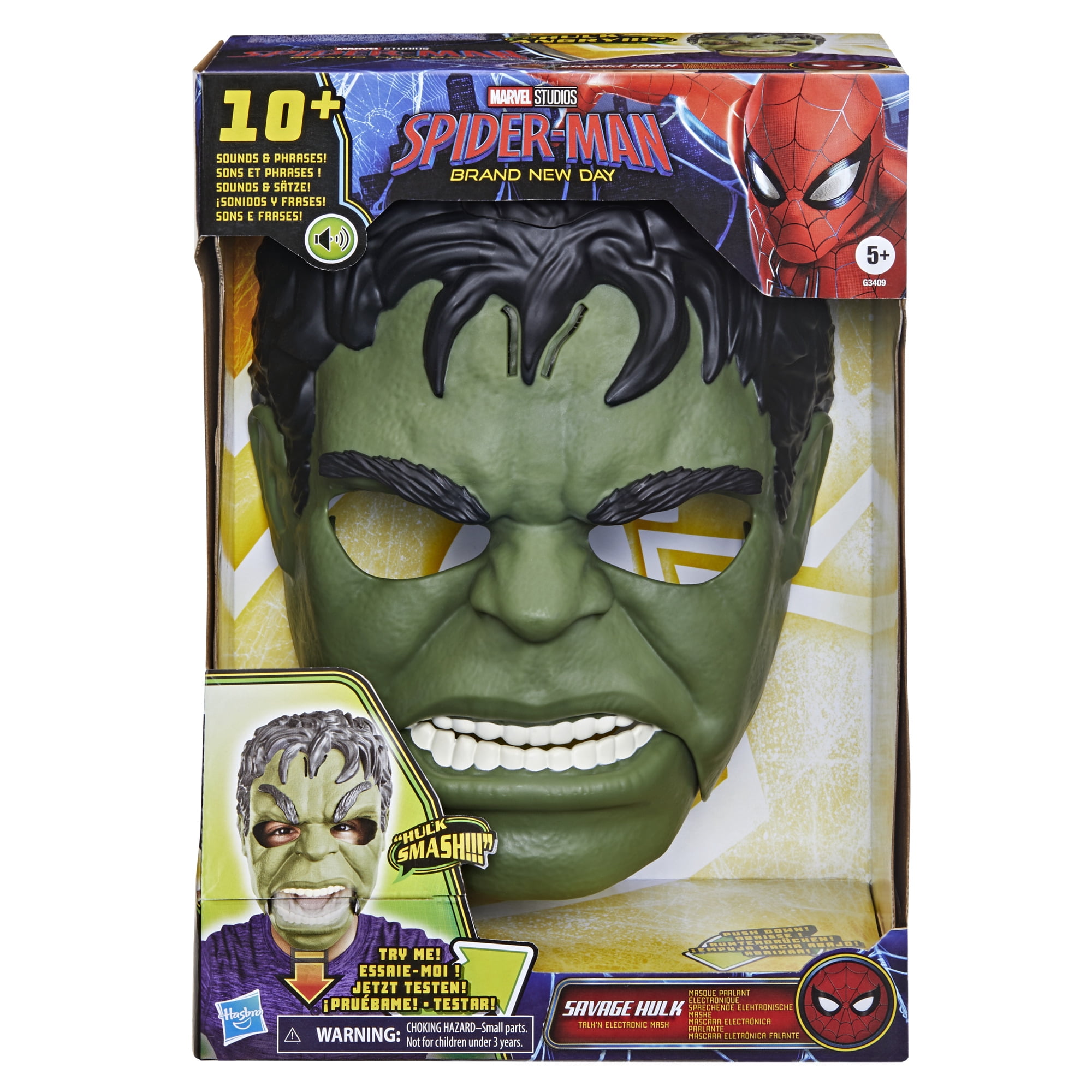 Marvel Studios Spider-Man Brand New Day Savage Hulk Talk’n Electronic Mask, Ages 5 and up