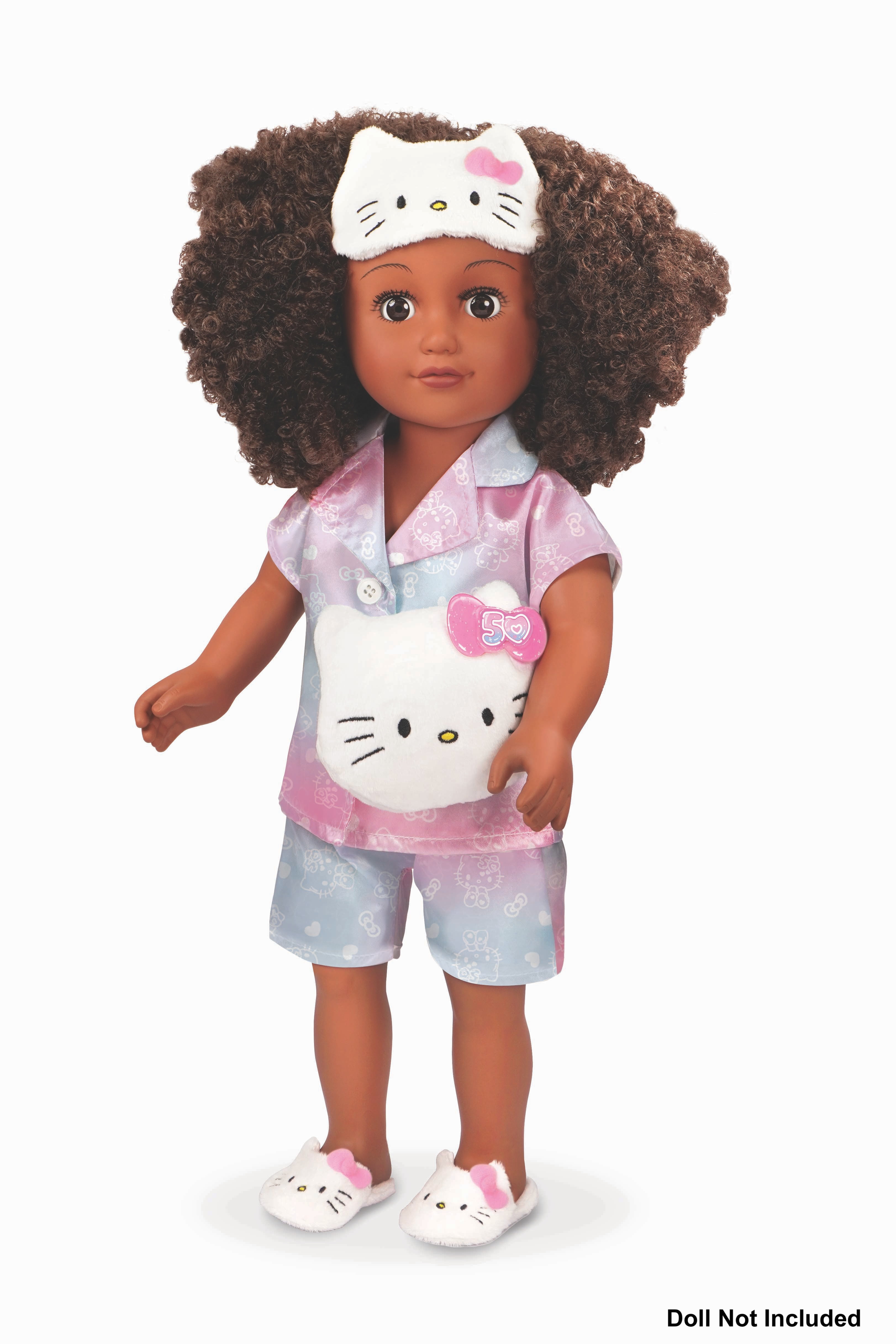 My Life As Hello Kitty PJ Fashion Set for 18" Dolls, 50th Anniversary, 6 Pieces, Pink-Blue-White Multicolor