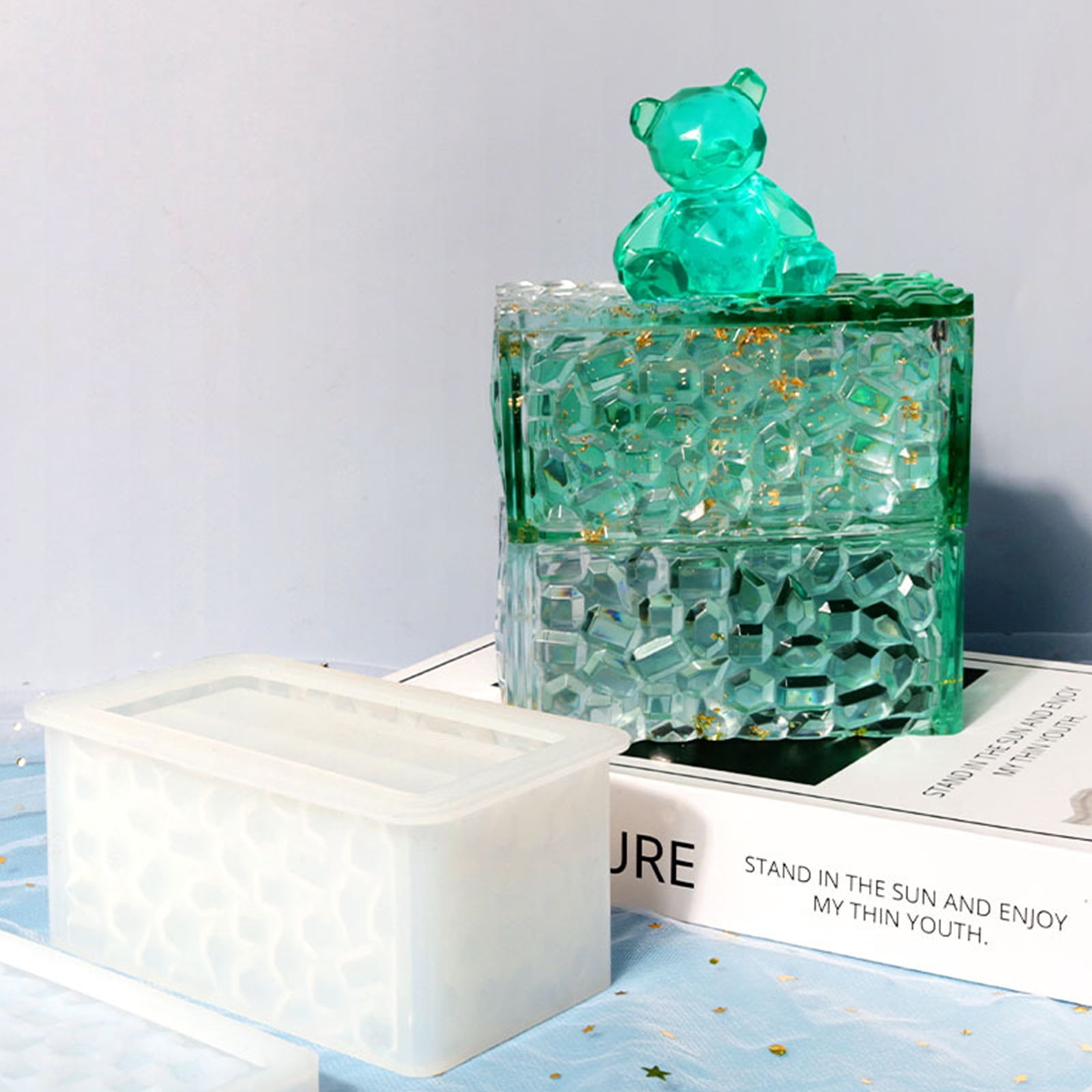 Storage Box Molds,Silicone Resin Box Molds,Storage Container Epoxy Mold Silicone for Resin Casting,Jewelry Box Craft