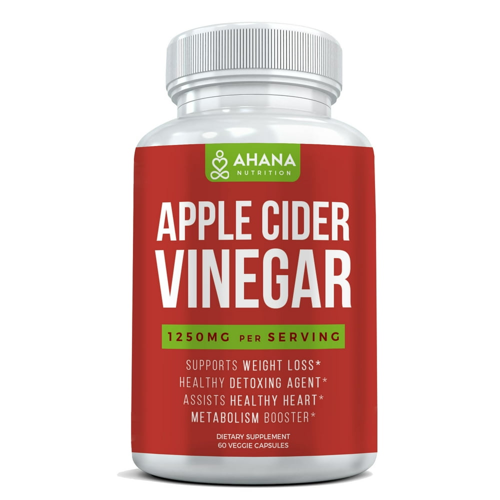 Pure Apple Cider Vinegar Pills For Weight Loss & Detox, 1250mg Per