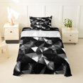 thumbnail image 2 of Castle Fairy Futuristic Cubes Triangle Facet Twin Sheets 3pcs,Abstract Polygon Bedding,Black Silver Gray,1 Flat Sheet, 1 Fitted Sheet and 1 Pillowcase, 2 of 7