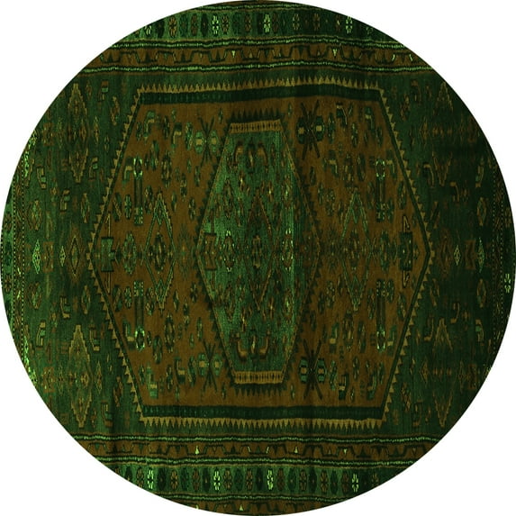 Ahgly Company Indoor Round Persian Green Traditional Area Rugs, 7' Round