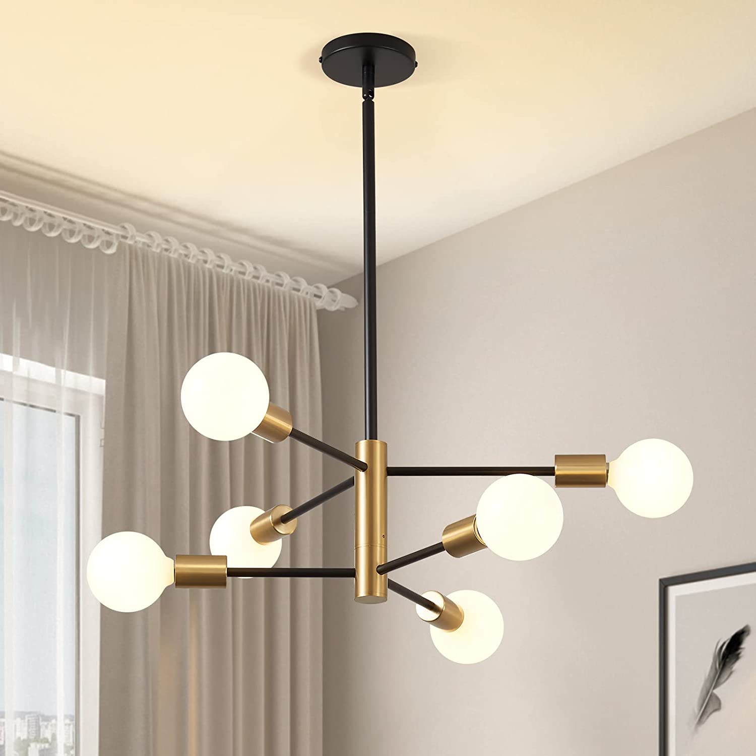 ZXNYH Modern Sputnik Chandelier - 8-Light Ceiling Light Fixture Height ...