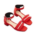 thumbnail image 2 of ATOGUTA Girls' Sandals Red Low Heel Dress Open Toe Sandals Flower Wedding Party for Little Kid/Big Kid, 2 of 5