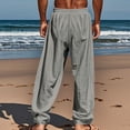 thumbnail image 6 of Hinvhai Men's 2 Pieces Cotton Linen Set Long Sleeve Button Down Shirts Drawstring Casual Vacation Beach Pants Summer Yoga Gray L(L), 6 of 9