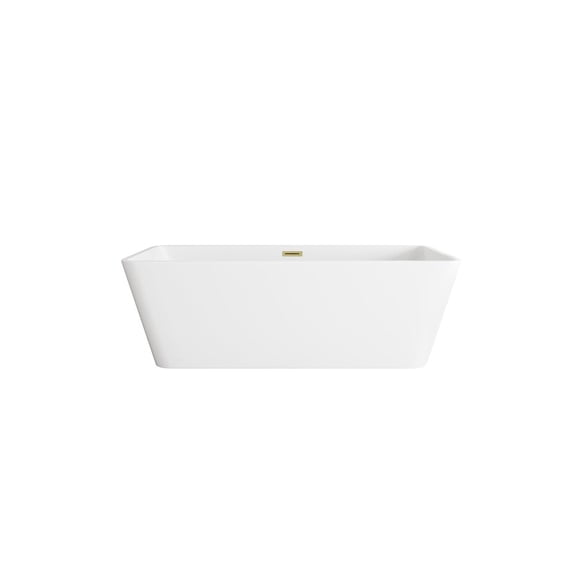 Elegant Kitchen and Bath 67 inch Bathtub in Glossy White with Brushed Gold Trim