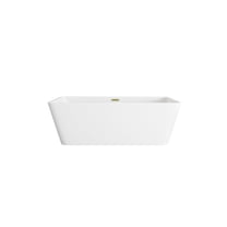 Elegant Kitchen and Bath 67 inch Bathtub in Glossy White with Brushed Gold Trim