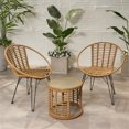 thumbnail image 1 of Noble House Perkins Ensemble de Conversation en Osier d'Extérieur 3 Pcs en Brun Clair, 1 of 11