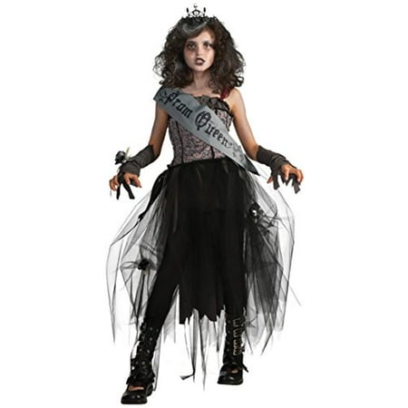 Girls Goth Prom Queen Kids Child Fancy Dress Party Halloween Costume, M (8-10)