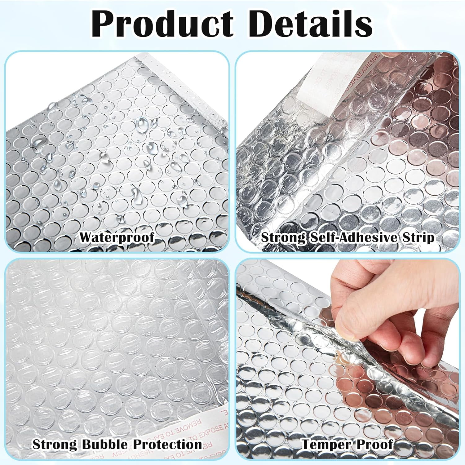20 Pack Thermal Bubble Mailer,8 x 11" Metallic Bubble Mailers,Self Seal Cool Bubble Mailers,Foil Mailing Envelopes, Waterproof Padded Envelopes,Insulated Shipping Bags for Cold Shipping