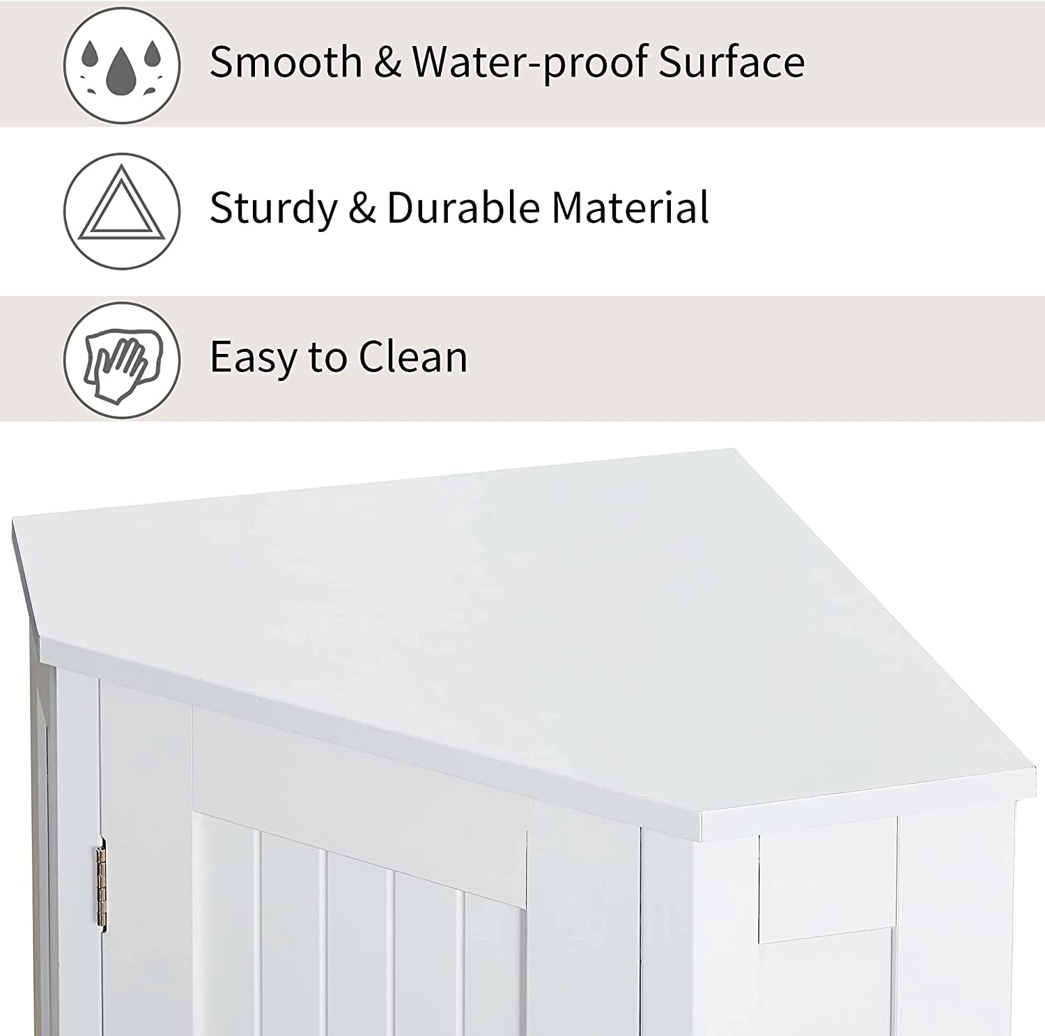 31" Corner Storage Cabinet, Wood Freestanding Triangle Floor Cabinet with Door & Shelves, White