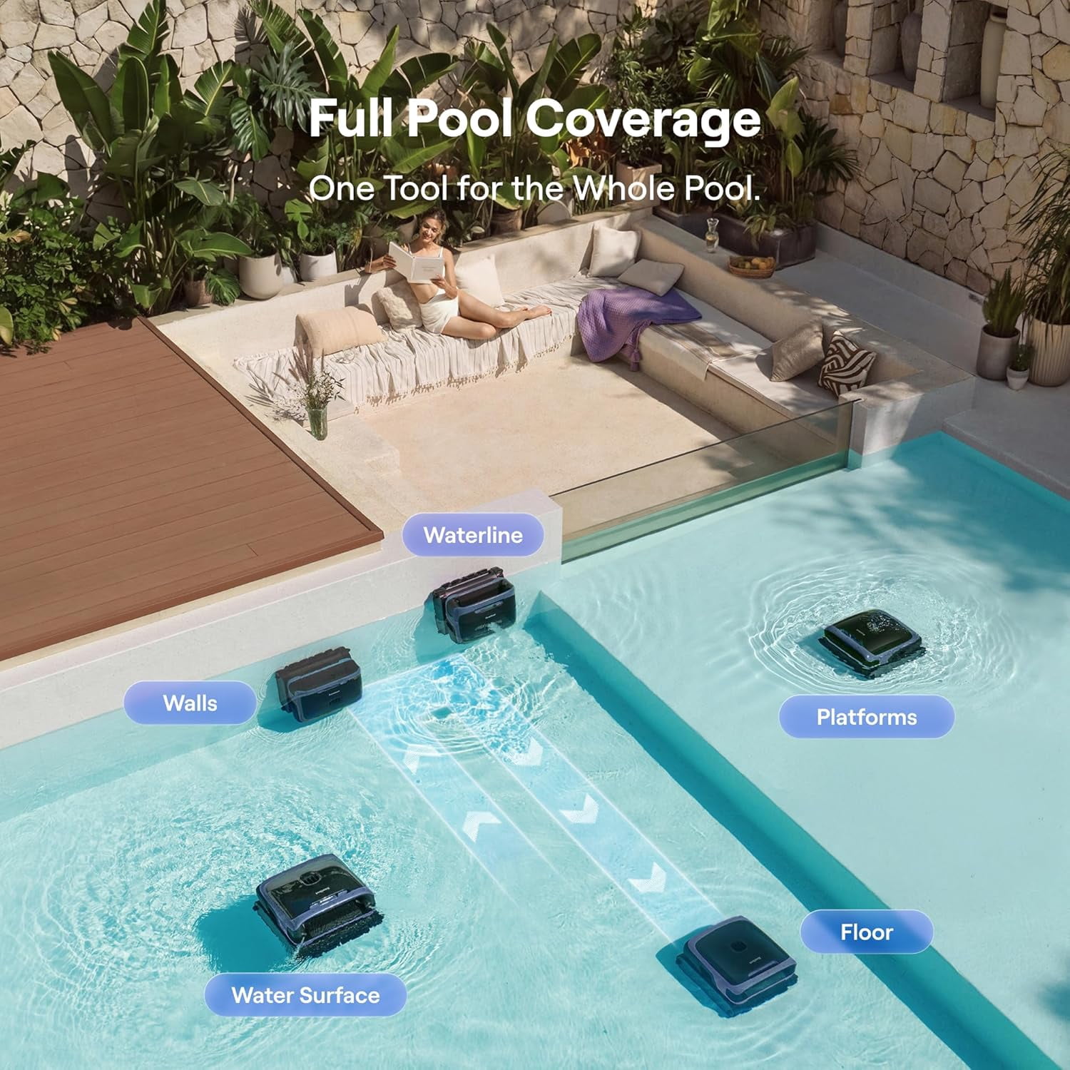 (2026 New) Beatbot Sora 70 Pool Vacuum Robot, 360° Top-to-Bottom Cleaning, Smart Surface Parking, 6L Capacity, 6800GPH Super Power for Above & In-Ground Pools Up to 3,200 sq. ft, Midnight Blue