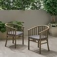 thumbnail image 3 of GDF Studio Rosin Outdoor Acacia Wood Dining Chairs with Cushion, Set of 2, Dark Gray and Gray, 3 of 10