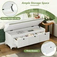 thumbnail image 5 of 44" Storage Bench, Fluted Shoe Cabinet with Hidden Storage Space and 3 Doors, Wood Bench End of Bed with Cushion, for Living Room, Hallway, Entryway, 5 of 9