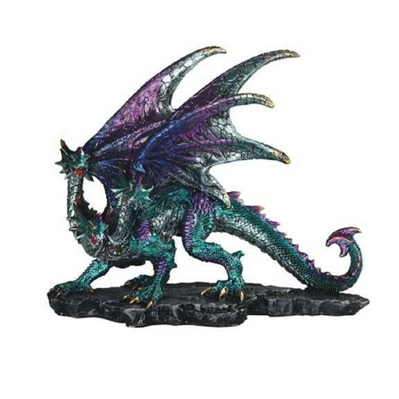 3 Headed Blue Dragon Figurine 10 Inches Wide
