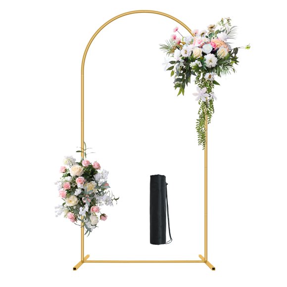 Soporte de arco para boda Nisoger de metal dorado, 2 m, fondo cuadrado