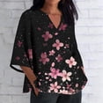 thumbnail image 1 of Xuyuer Women's 3/4 Length Sleeve Tops V Neck Casual Vacation Loose Fit S-5XL Ruffle Cuffs Shirts Dressy Flowy Tunic Tops Hawaiian Shirts Summer Floral Printed Shirt Casual Soft Tunic Tops, 1 of 5