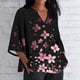 thumbnail image 1 of Xuyuer Women's 3/4 Length Sleeve Tops V Neck Casual Vacation Loose Fit S-5XL Ruffle Cuffs Shirts Dressy Flowy Tunic Tops Hawaiian Shirts Summer Floral Printed Shirt Casual Soft Tunic Tops, 1 of 5