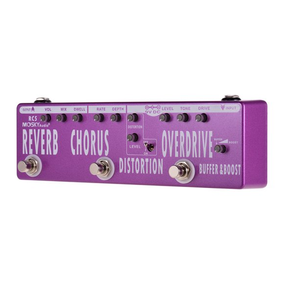 Amdohai MOSKY RC5 6-in-1 Guitar Multi-Effects Pedal Reverb + Chorus + Distortion + Overdrive + Booster + Buffer Full Metal Shell with True Bypass