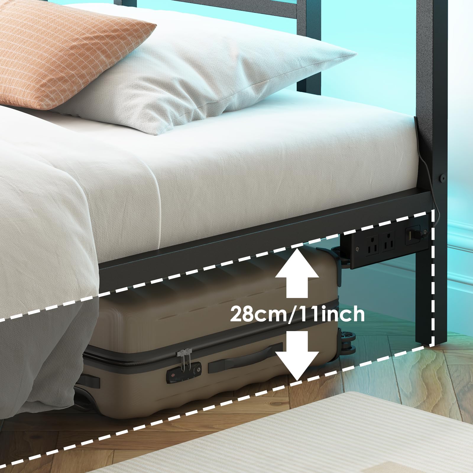 Fairy Twin Metal Bed Frame with LED Lights and Charging photo 5