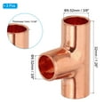 thumbnail image 2 of Uxcell Conector de Tee de Cobre de 1mm de Grosor y 3/8" de ID, 3pcs 99.9% Conector de Tubo de Cobre de 3 Vías, 2 of 5