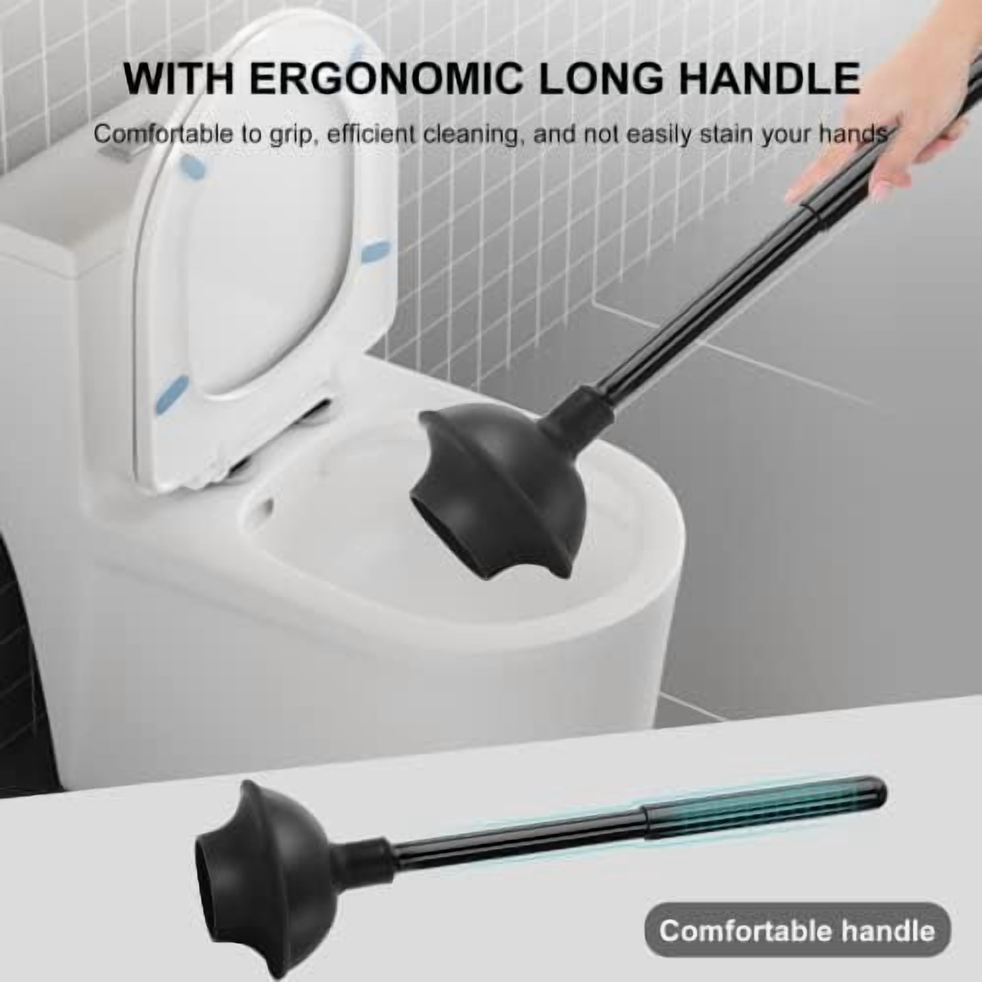 Toilet Brush and Plunger Set, 2 Packs Toilet Plungers for Bathroom Heavy Duty Toilet Bowl Brush and Holder Hidden Toilet Plunger and Brush Set for Deeply Cleaning 2 Packs - Black
