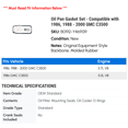 thumbnail image 2 of Oil Pan Gasket Set - Compatible with 1986, 1988 - 2000 GMC C3500 1989 1990 1991 1992 1993 1994 1995 1996 1997 1998 1999, 2 of 2
