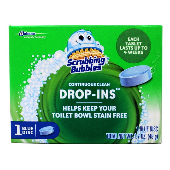 Scrubbing Bubbles Continuous Clean Drop-Ins - One Toilet Bowl Cleaner Tablet Lasts Up to 4 Weeks, 1 Blue Disc, 1.7 oz