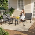 thumbnail image 4 of 4-Piece All-Weather Steel Patio Conversation Set - Thick Cushioned Outdoor Sofa with Tempered Glass Coffee Table, Waterproof Backyard/Porch/Balcony/Poolside Furniture Beige, 4 of 12