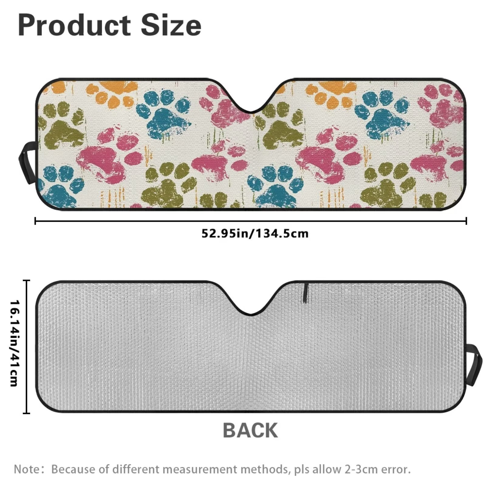 Uorisanigo Windshield Sun Shade Foldable Colorful Dog Paw Sun Shade Visor for Jeep Wrangler JL JLU 2018-2024 & JT - Heat Shield Reflector Cover - Blocks UV Rays & Keeps Your Vehicle Cool