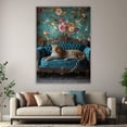 thumbnail image 6 of Mudket Framed Leopard on Teal Sofa Canvas Wall Art, Vintage Floral Leopard Print, Animal Wall Decor for Living Room Bedroom - 12"L x 8"W, 6 of 10