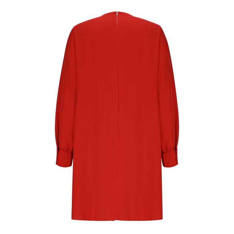 long sleeve mini wedding guest dresses cfhntfmh Wedding Guest Dresses for Women Elegant Crewneck Lantern Long Sleeve Mini Dress Front Knot Waisted Party Dress