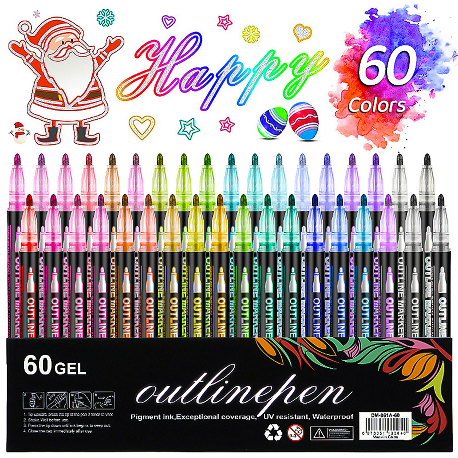 Marker Pen Smooth Flowi Double Line Glittering Gel Pen For Drawing Writing On Multiple Surfaces Fade Resistant Art Tools
