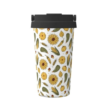 

KLL Cartoon Corn Pumpkin Sunflower Pattern Stainless Steel Vacuum Insulated Tumbler - Carry Insulated Coffee Mug - Reusable Insulated Cold Brew Iced Coffee Cup Thermos