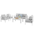 thumbnail image 2 of White 5-Piece Aluminum Patio Conversation Set with Light Grey Cushions, 2 of 7