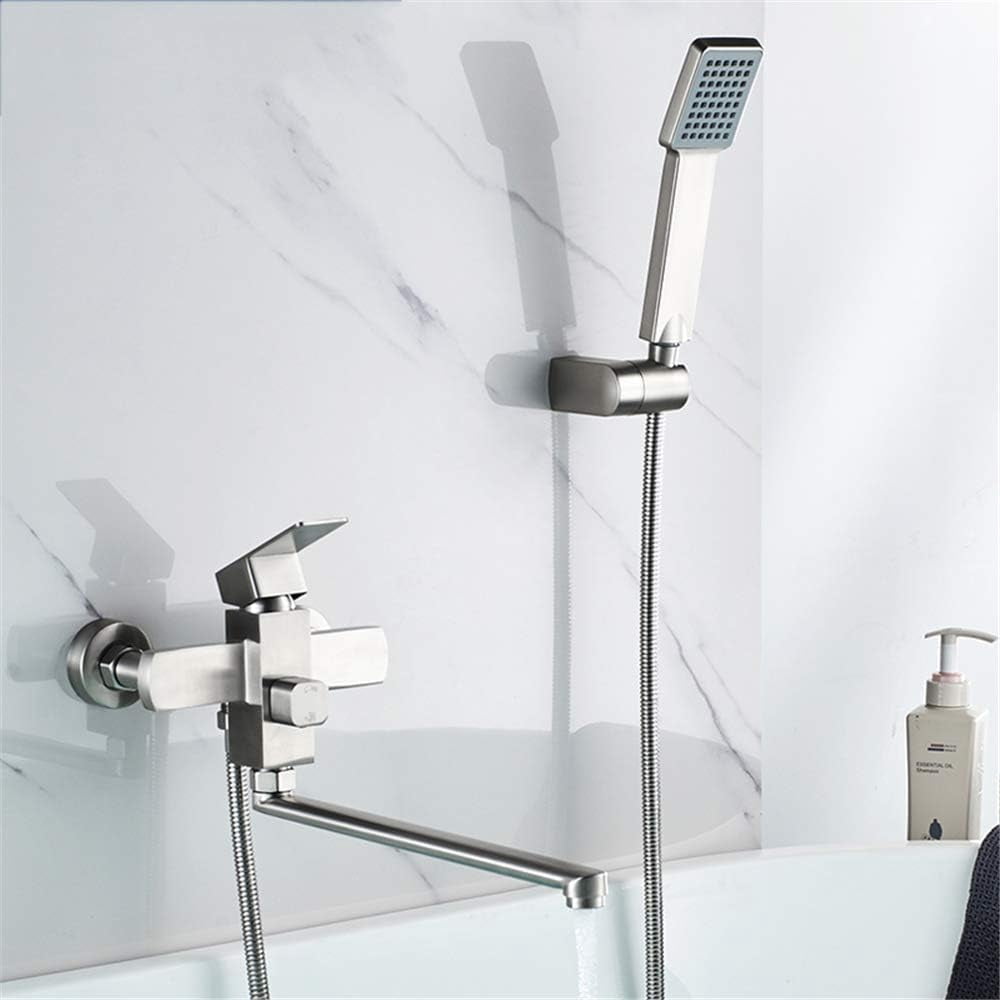 Bath Shower Faucets Set, Bathtub Wall Mounted Faucet Water Mixer Tap with Hand Shower, Stainless Steel Bathroom Faucets,A