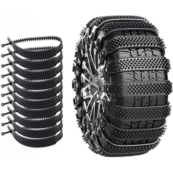 2026 Universal Reusable Anti-Snow Tire Chains - Heavy Duty Anti-Skid Safety Chains for Pickup Trucks & SUVs, Perfect for Winter Snowy/Muddy Roads (LR Black, 10)