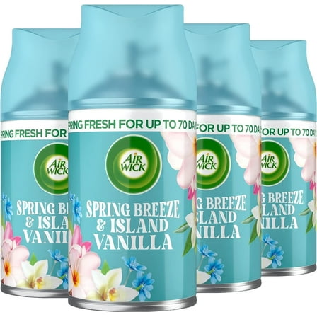Air Wick Spring Breeze & Island Vanilla Scent Automatic Air Freshener, 8.5 Oz, 4 Count