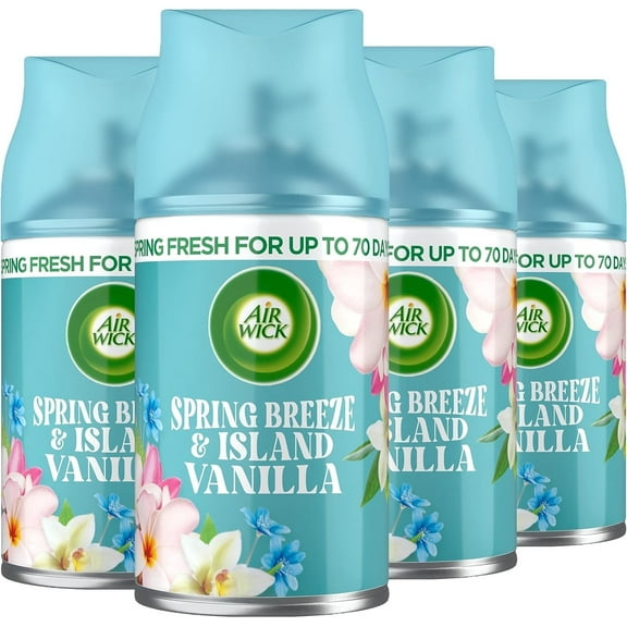 Air Wick Spring Breeze & Island Vanilla Scent Automatic Air Freshener, 8.5 Oz, 4 Count