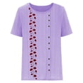 thumbnail image 4 of Blusas de Manga Corta para las Mujeres Impreso Cómodo Suelto Botón Corte Cerradura Casual Cuello Redondo Superior, 4 of 4
