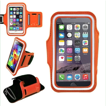 EpicGadget(TM) Universal Sports Gym Running Jogging Armband Case for iPhone X 8 Plus 7 Plus, Samsung Galaxy S9 Plus S8 Plus S7 edge S6 Note 8, LG G6, Google Pixel With Slots and Key Pocket (orange)
