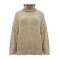 thumbnail image 3 of Manxivoo Womens Sweaters Women's High Neck Large Sweater Batwing Long Sleeve Pullover Loose Knit Pullover Sweater, Sweaters for Women Holiday Sweaters for Women 2023 Khaki XL, 3 of 4