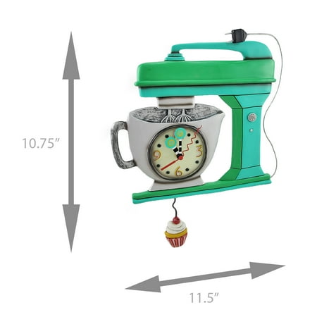 Allen Designs Green Vintage Kitchen Mixer Wall Clock With Cupcake