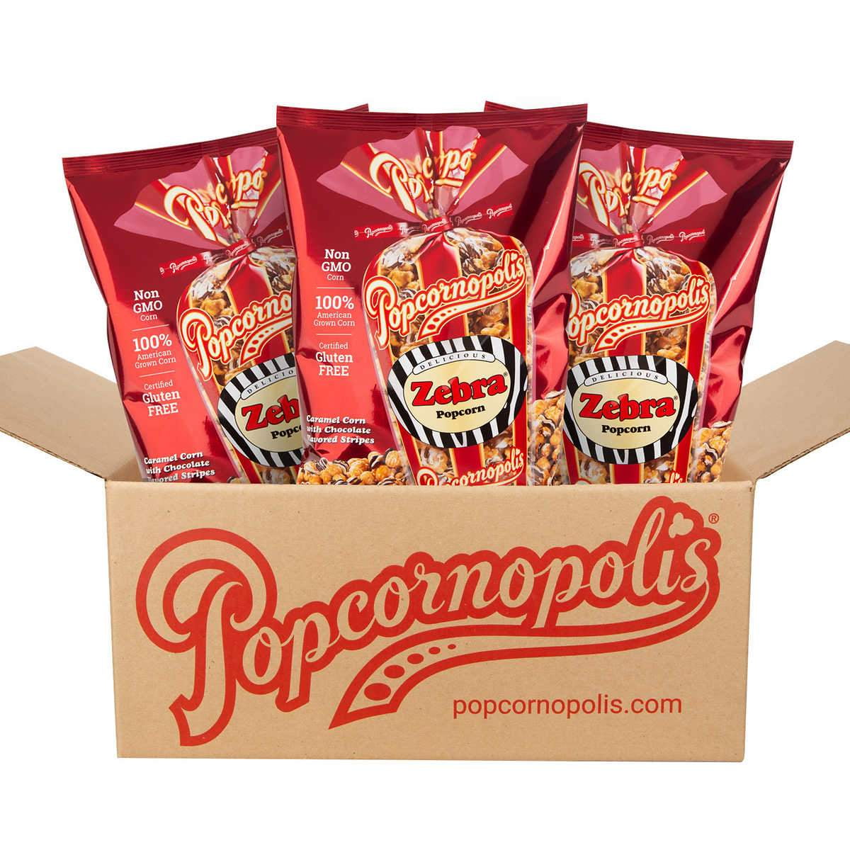 Popcornopolis Zebra Popcorn 24 oz, 3count