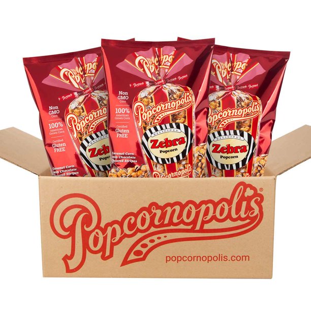 Popcornopolis Zebra Popcorn 24 oz, 3count